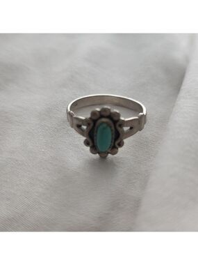Vtg Bell Trading Post Navajo Sterling Silver 0.35 Ct Natural Blue Candelaria